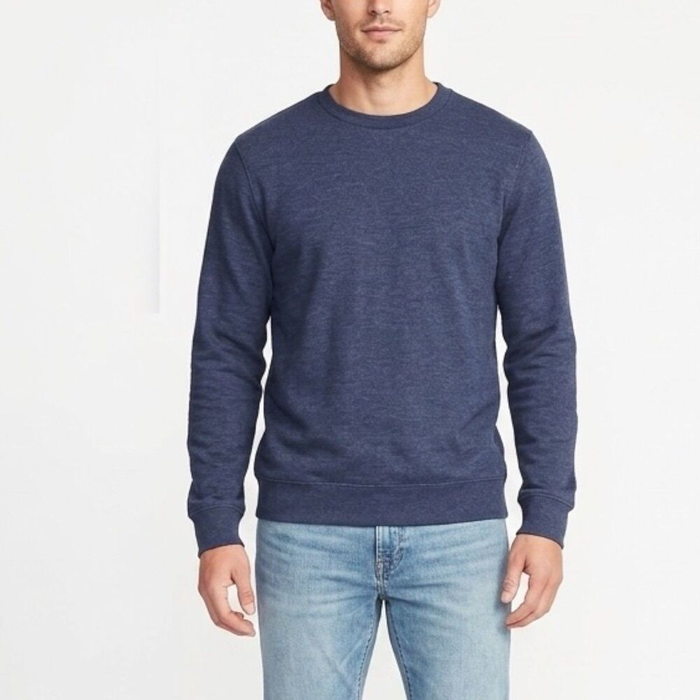 Old Navy Men 2XL Sweater French Rib Pullover Crew Neck Blue Cotton Blend Knit